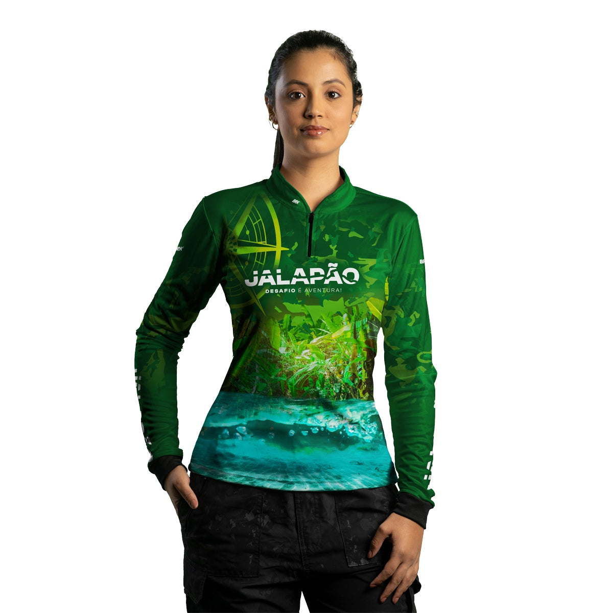 Camisa Feminina de Motociclismo Brk Jalapão Clara com Proteção Solar UV50+