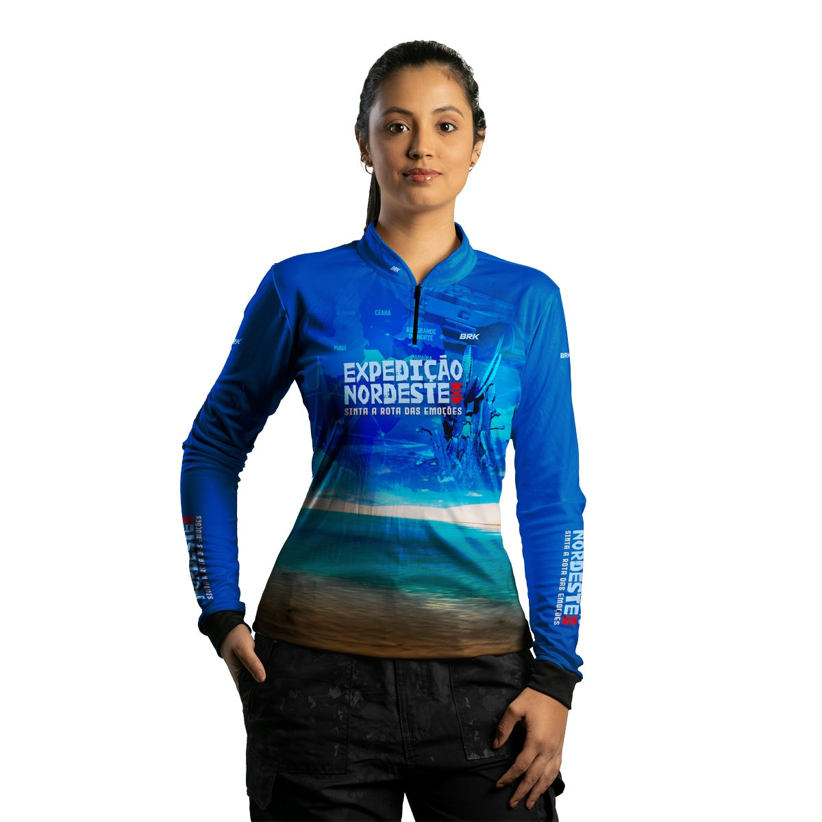 Camisa Feminina de Motociclismo Brk Expedição 4X4 Nordeste 2 com Proteção Solar UV50+