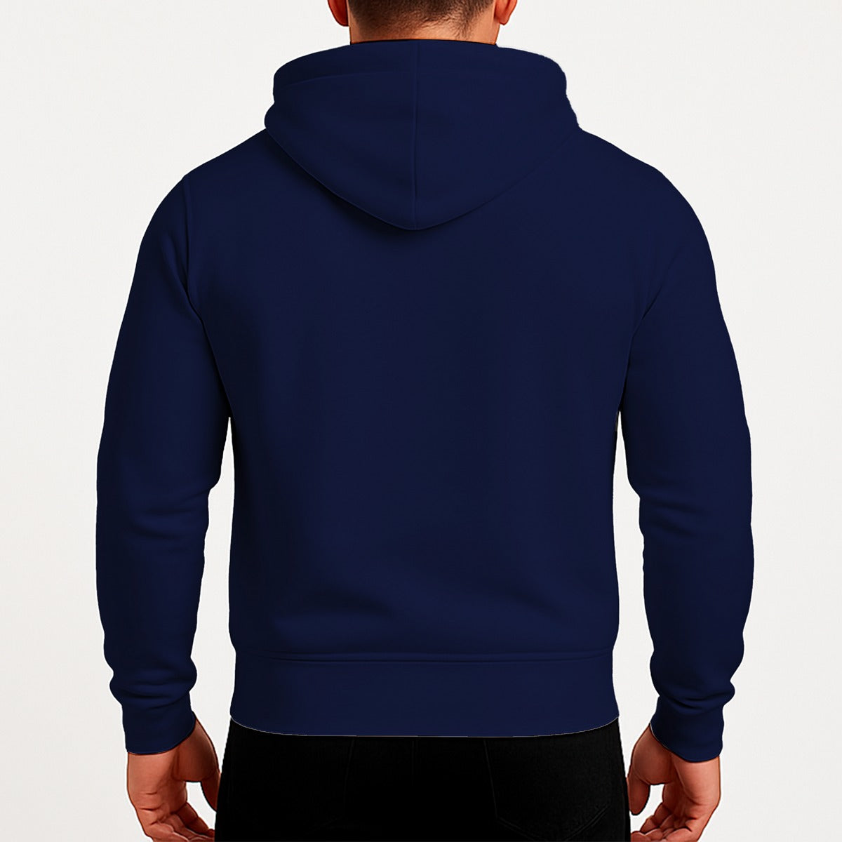 Moletom Blusa Brk Unissex Minimal Azul Marinho com Capuz e Bolsos