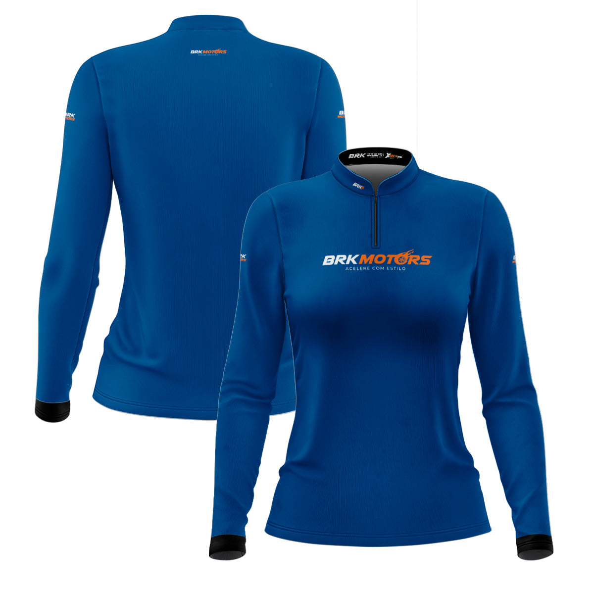 Camisa de Motociclismo Feminina Brk Azul Básica com Proteção Solar UV50+