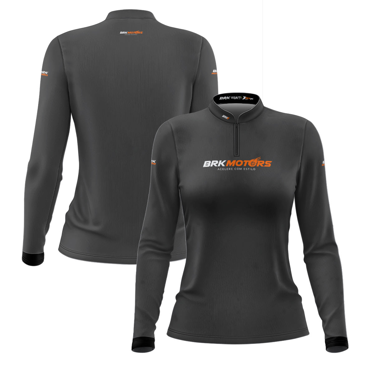 Camisa de Motociclismo Feminina Brk Cinza Básica com Proteção Solar UV50+