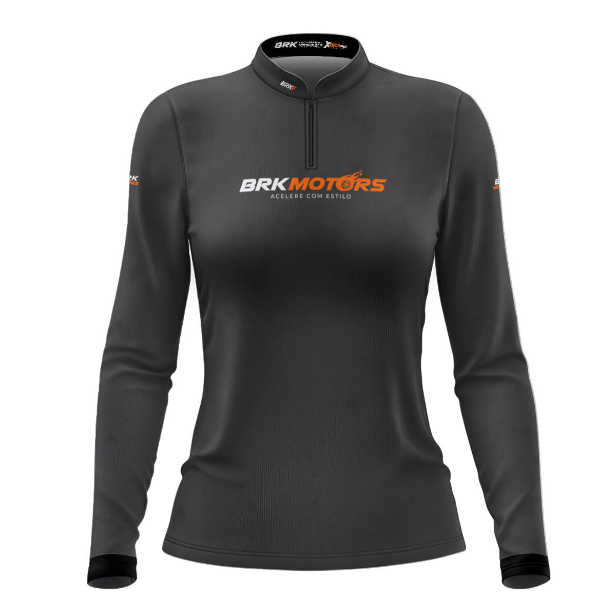 Camisa de Motociclismo Feminina Brk Cinza Básica com Proteção Solar UV50+