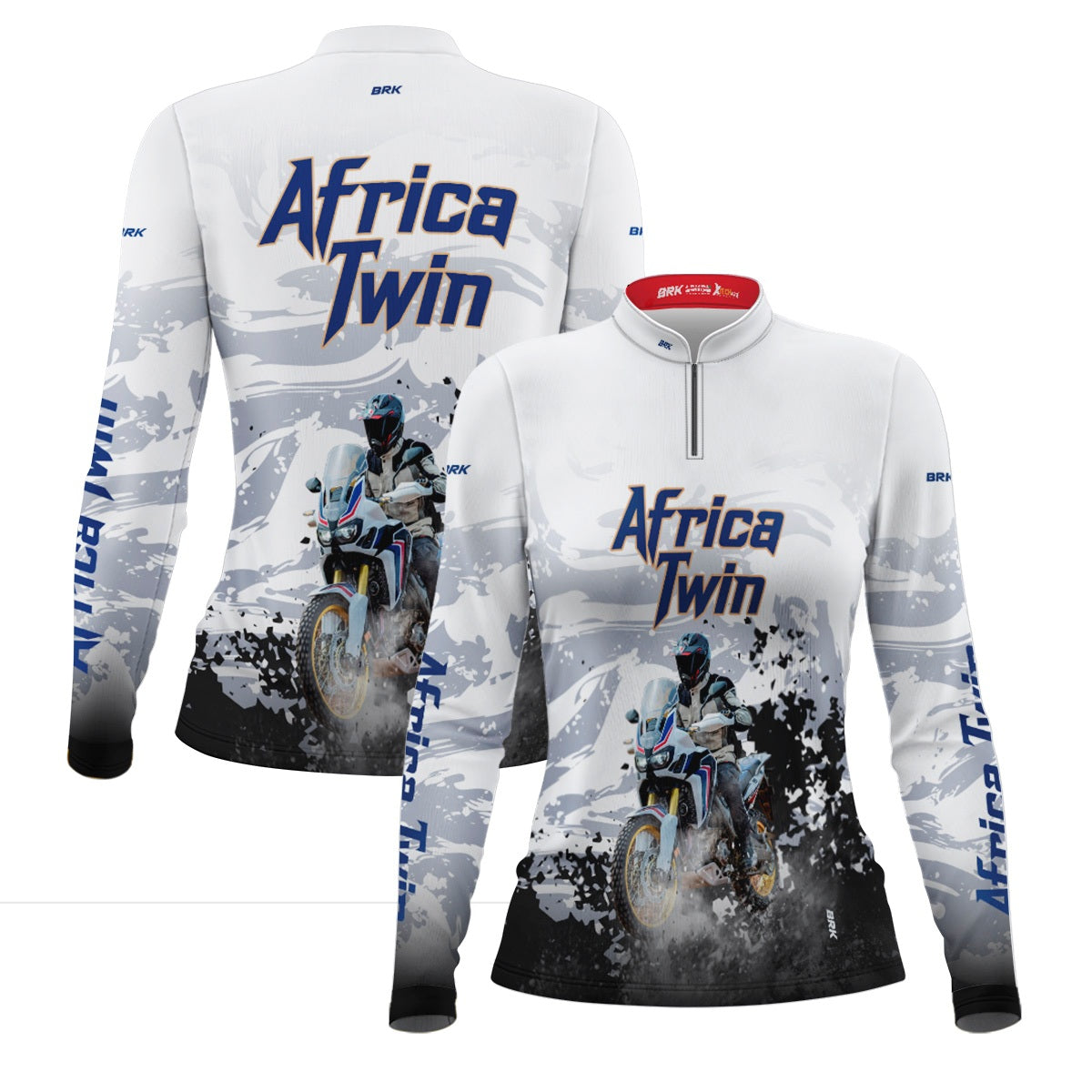 Camisa de Motociclismo Feminina Brk Africa Twin Branca com Proteção Solar UV50+