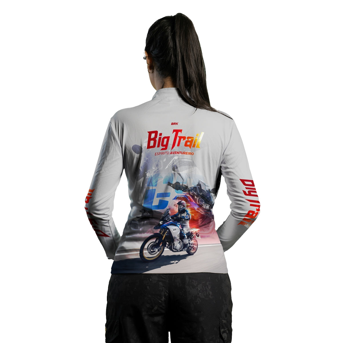 Camisa de Motociclismo Feminina Brk F 850 GS Premium Branca com Proteção Solar UV50+