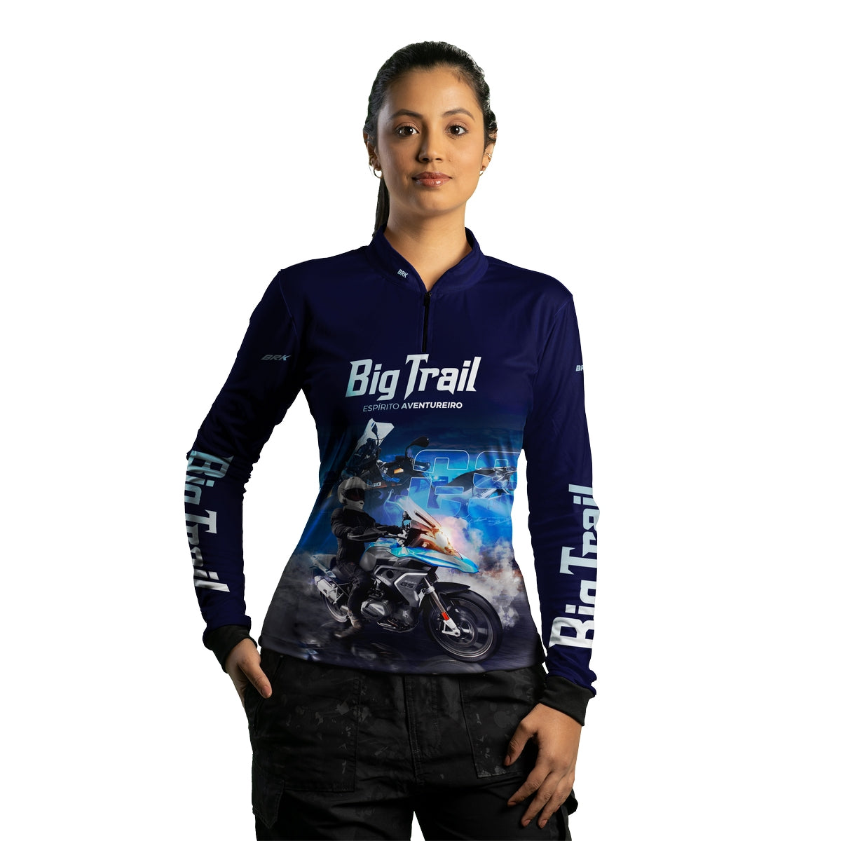 Camisa de Motociclismo Feminina Brk R 1250 GS Premium Azul com Proteção Solar UV50+