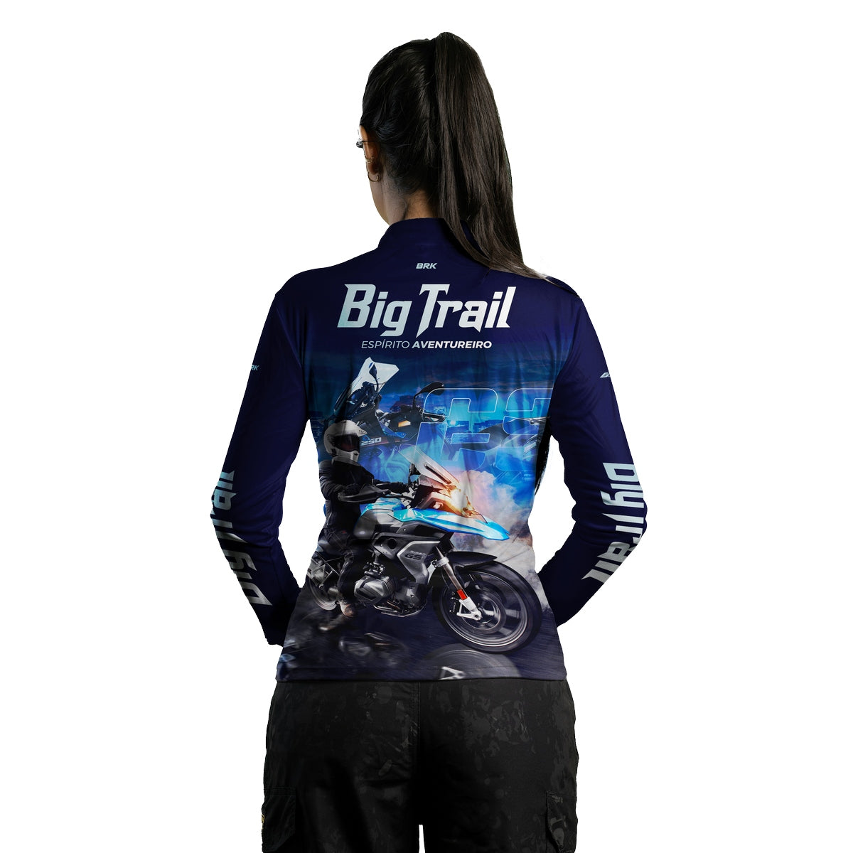 Camisa de Motociclismo Feminina Brk R 1250 GS Premium Azul com Proteção Solar UV50+