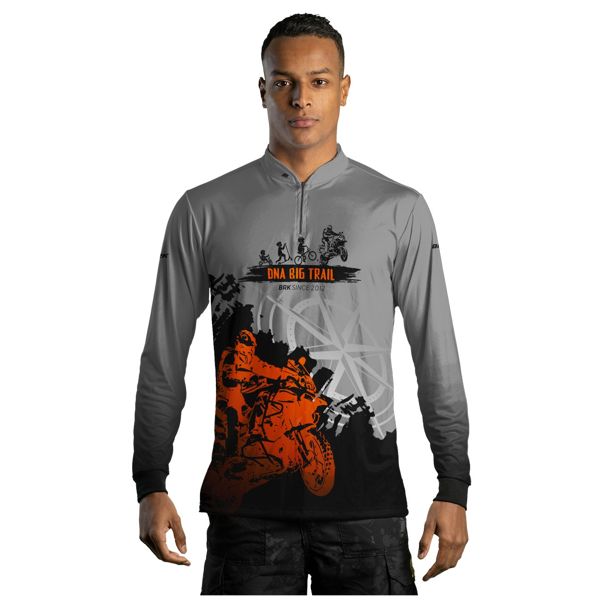 Camisa de Motociclismo Brk Evolução Big Trail Escura com Proteção Solar UV50+