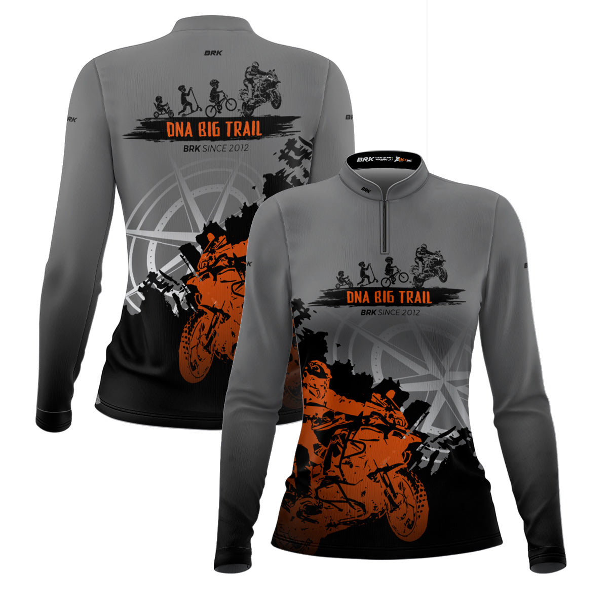 Camisa de Motociclismo Feminina Brk Evolução Big Trail Escura com Proteção Solar UV50+