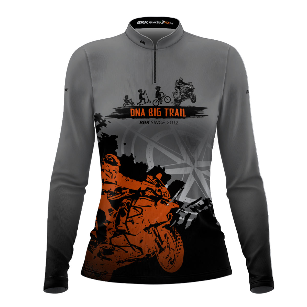 Camisa de Motociclismo Feminina Brk Evolução Big Trail Escura com Proteção Solar UV50+
