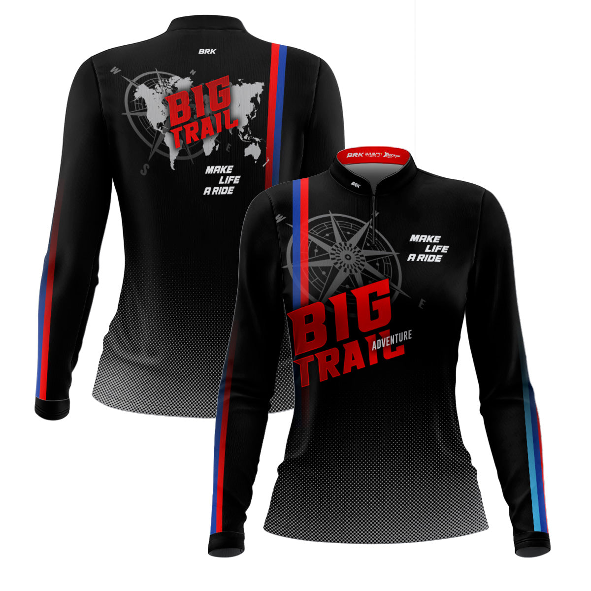 Camisa de Motociclismo Feminina Brk Big Trail Adventure Preta com Proteção Solar UV50+