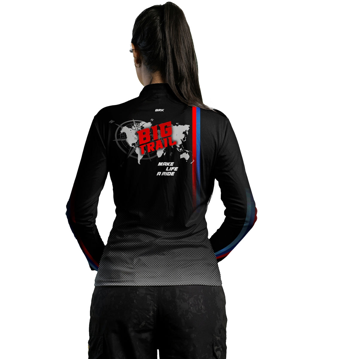 Camisa de Motociclismo Feminina Brk Big Trail Adventure Preta com Proteção Solar UV50+