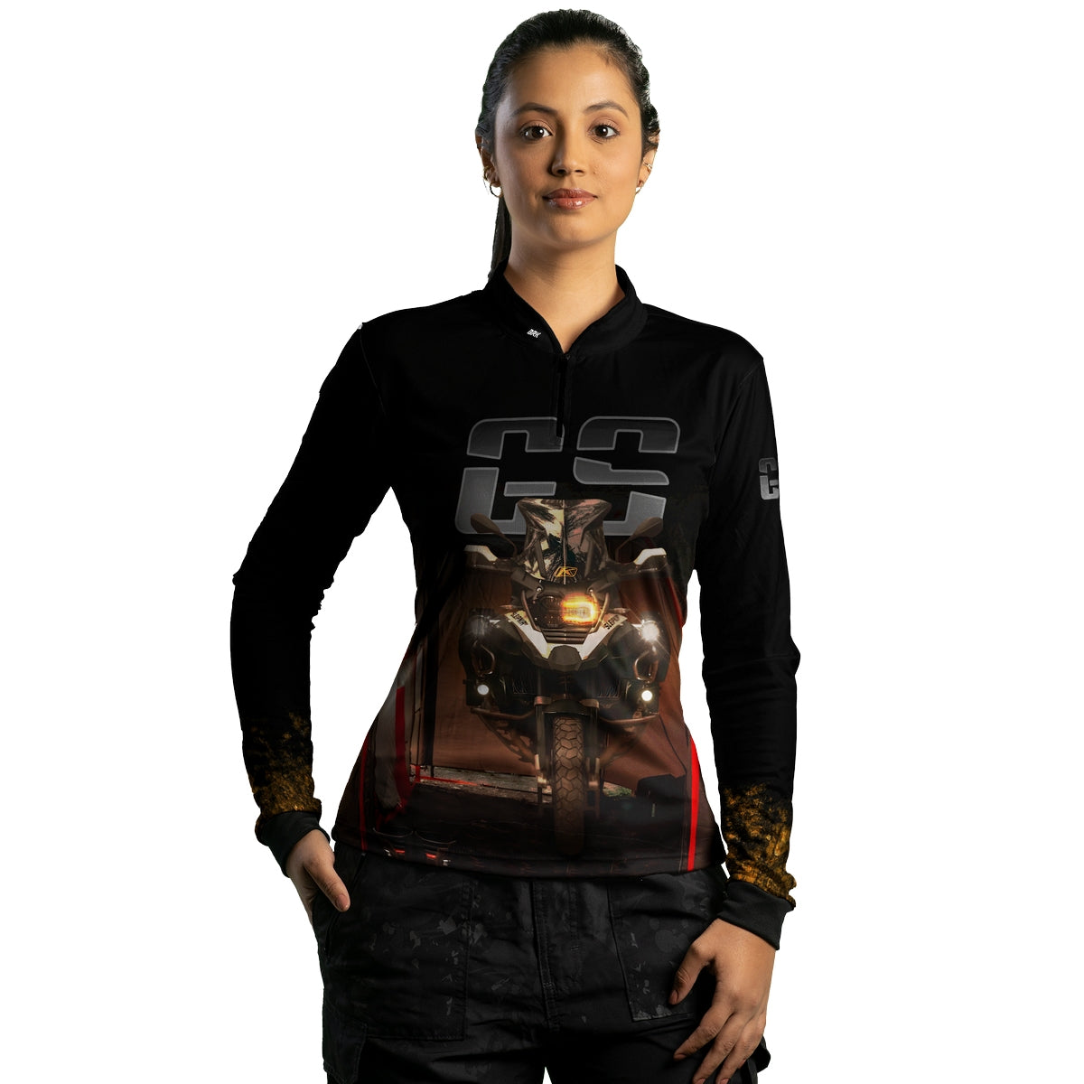 Camisa de Motociclismo Feminina Brk Preta Big Trail GS com Proteção Solar UV50+