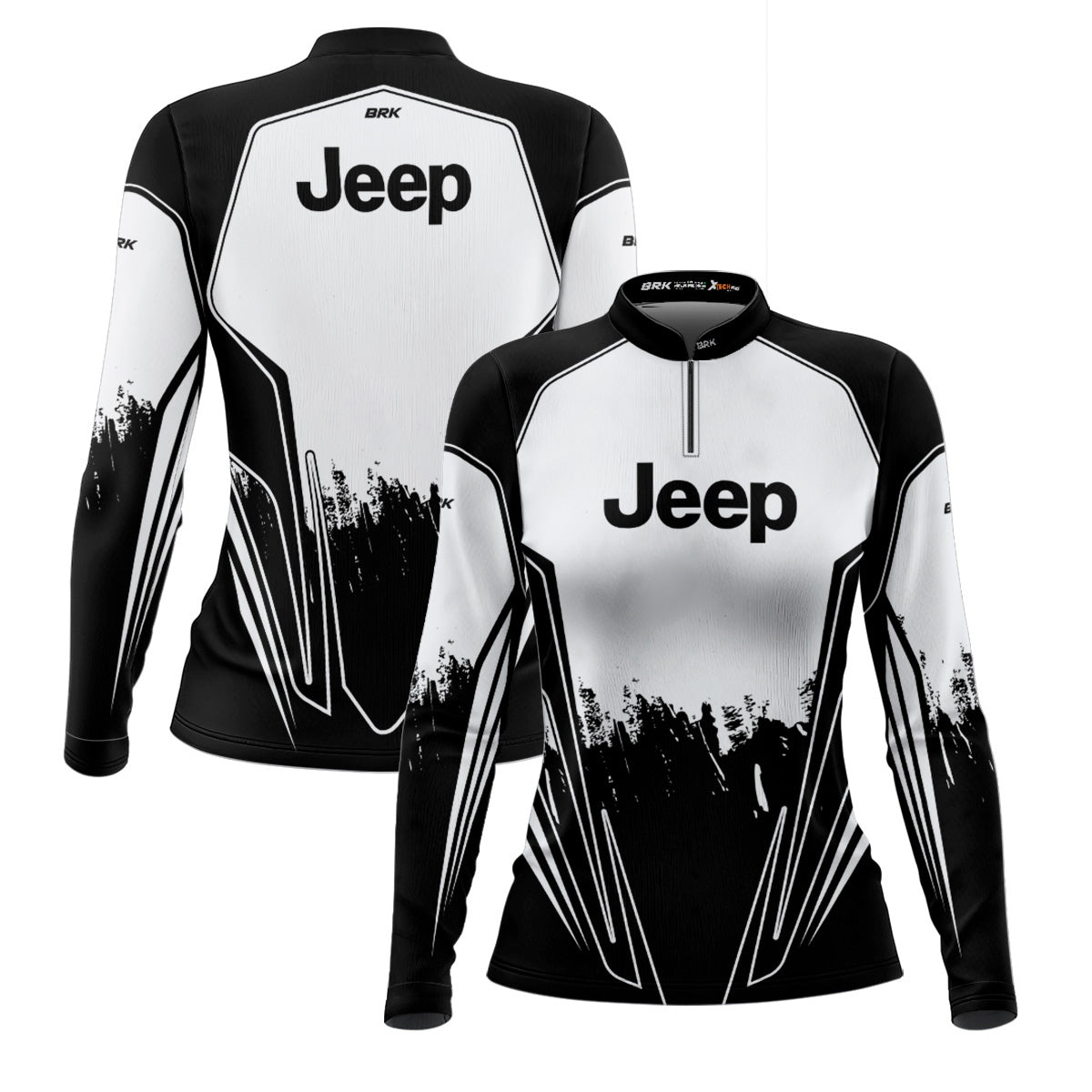Camisa Feminina Brk Jeep Branco com Preto com Proteção Solar UV50+
