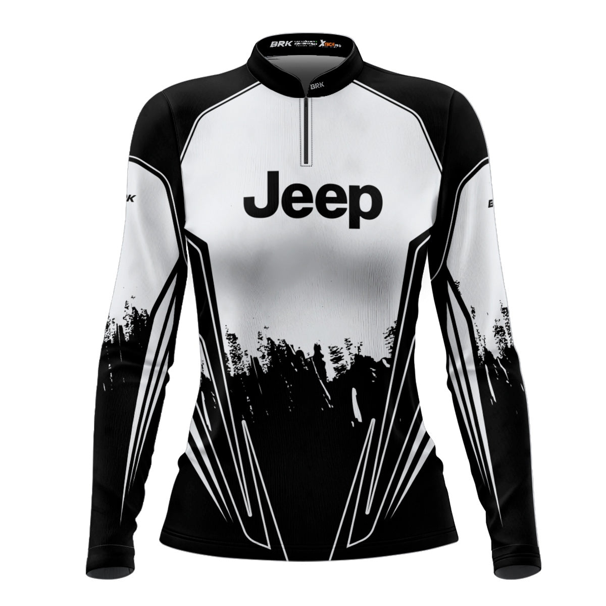 Camisa Feminina Brk Jeep Branco com Preto com Proteção Solar UV50+