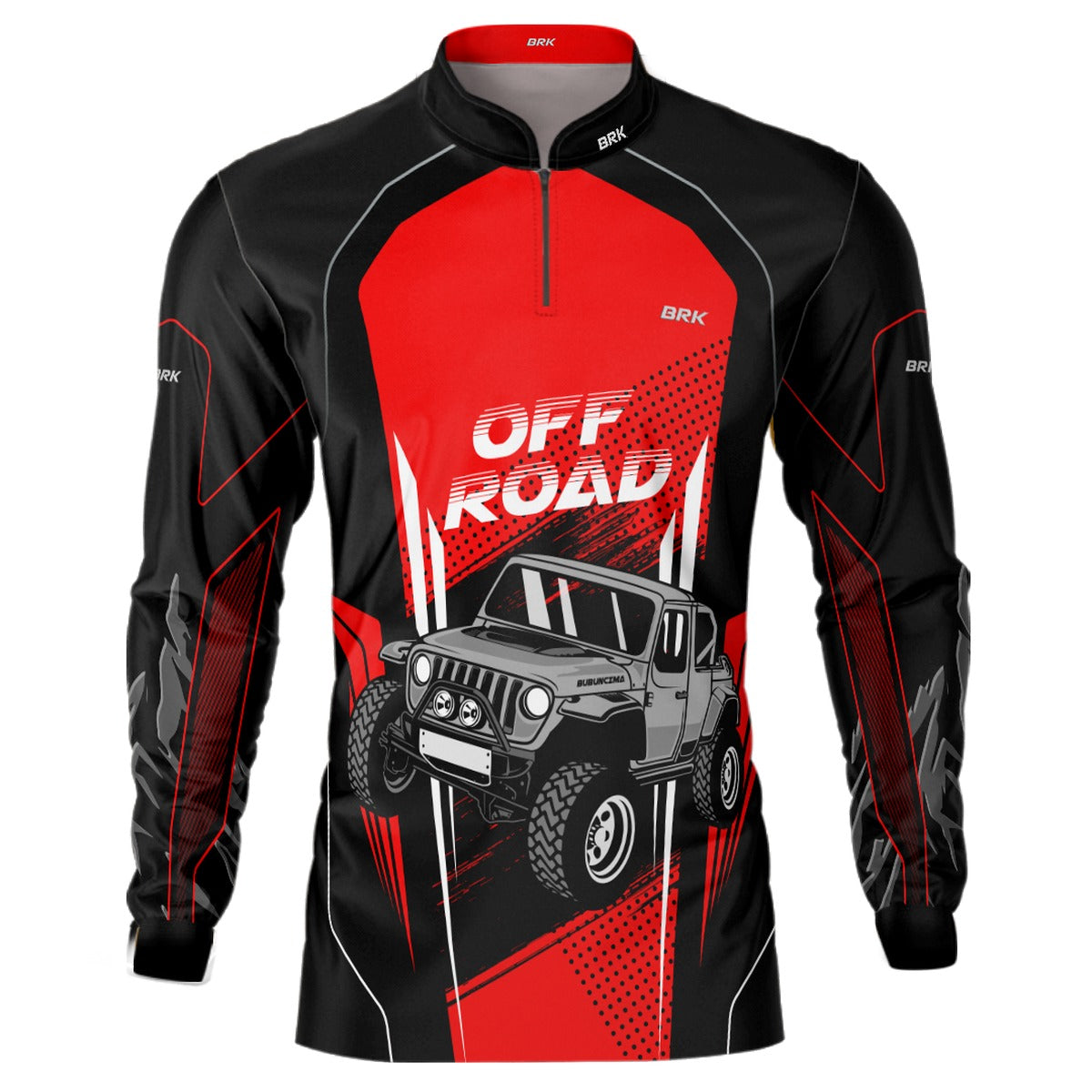 Camisa Brk Off Road Preto com Vermelho com Proteção Solar UV50+