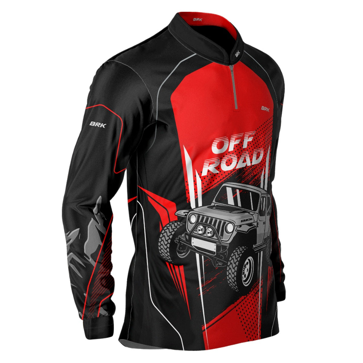 Camisa Brk Off Road Preto com Vermelho com Proteção Solar UV50+