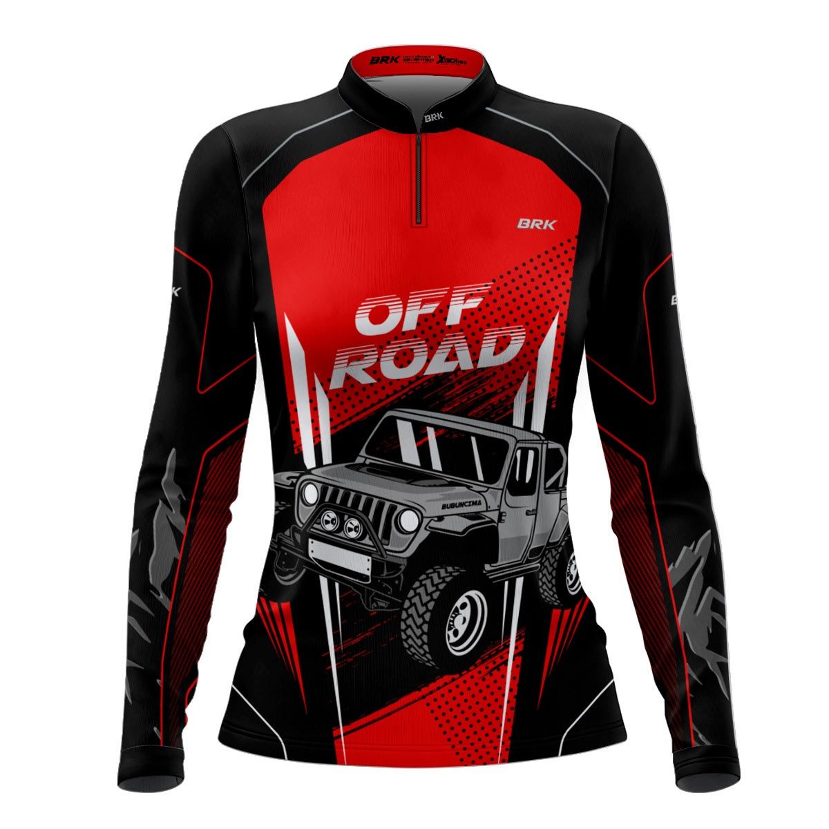 Camisa Feminina Brk Off Road Preto com Vermelho com Proteção Solar UV50+