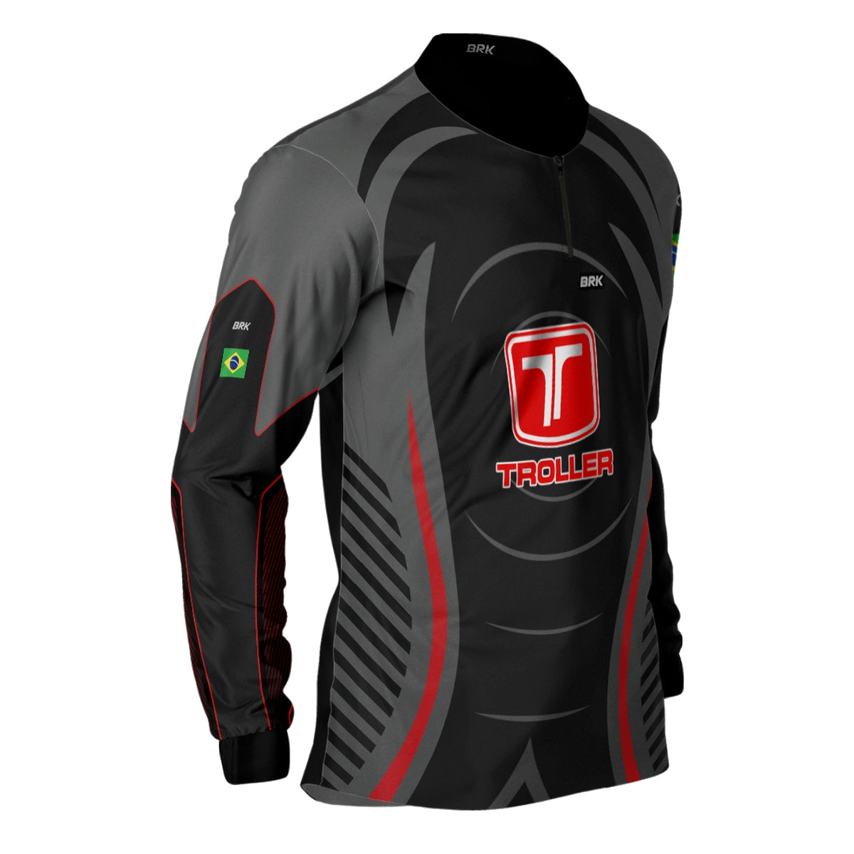Camisa Brk Troller Vermelho e Cinza com Proteção Solar UV50+