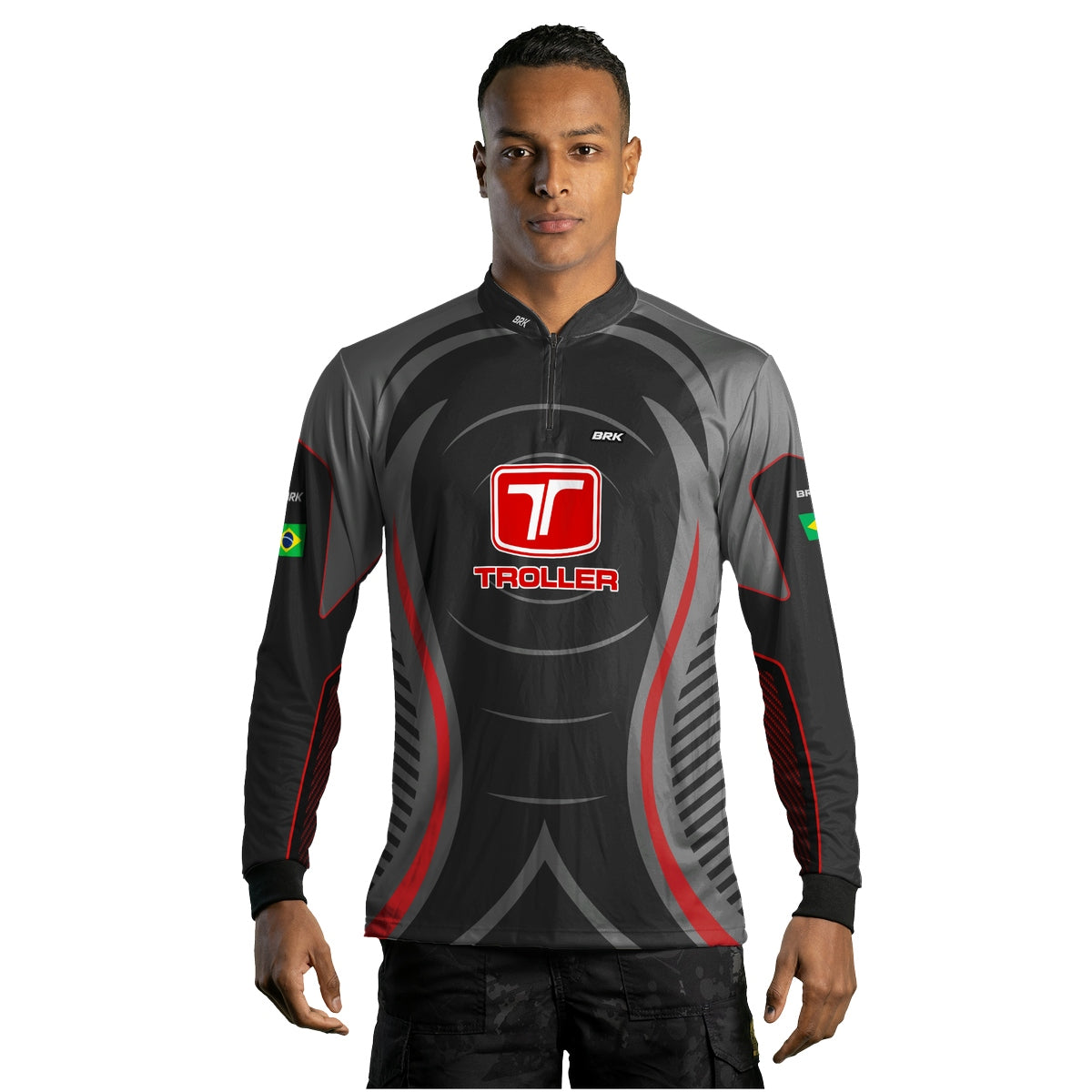 Camisa Brk Troller Vermelho e Cinza com Proteção Solar UV50+