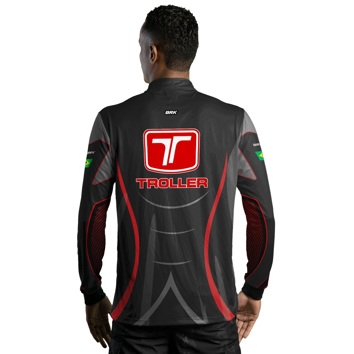 Camisa Brk Troller Vermelho e Cinza com Proteção Solar UV50+