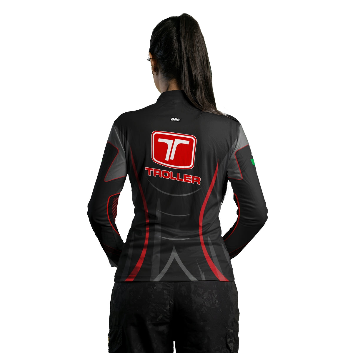Camisa Feminina Brk Troller Vermelho e Cinza com Proteção Solar UV50+