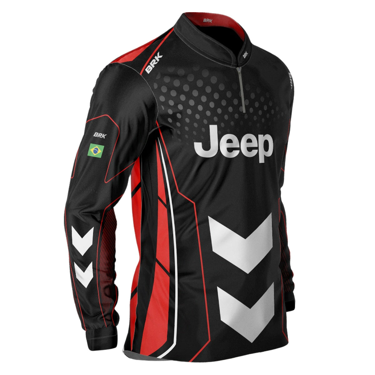 Camisa Brk Off Road Jeep Preto com Vemelho com Proteção Solar UV50+
