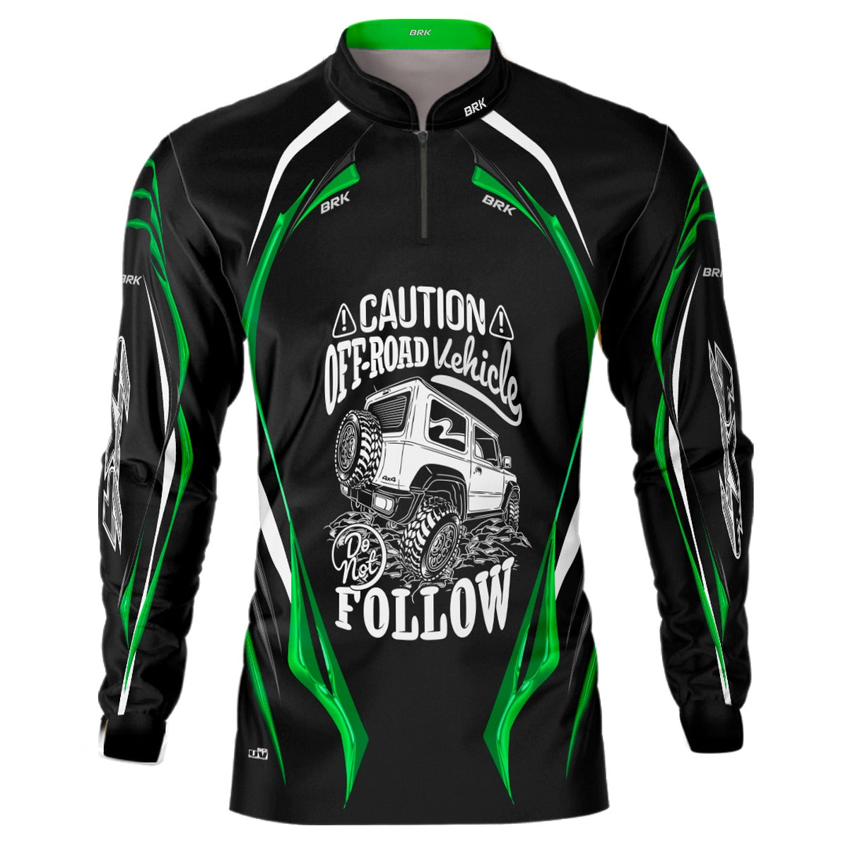 Camisa Brk Off Road Preto com Verde com Proteção Solar UV50+