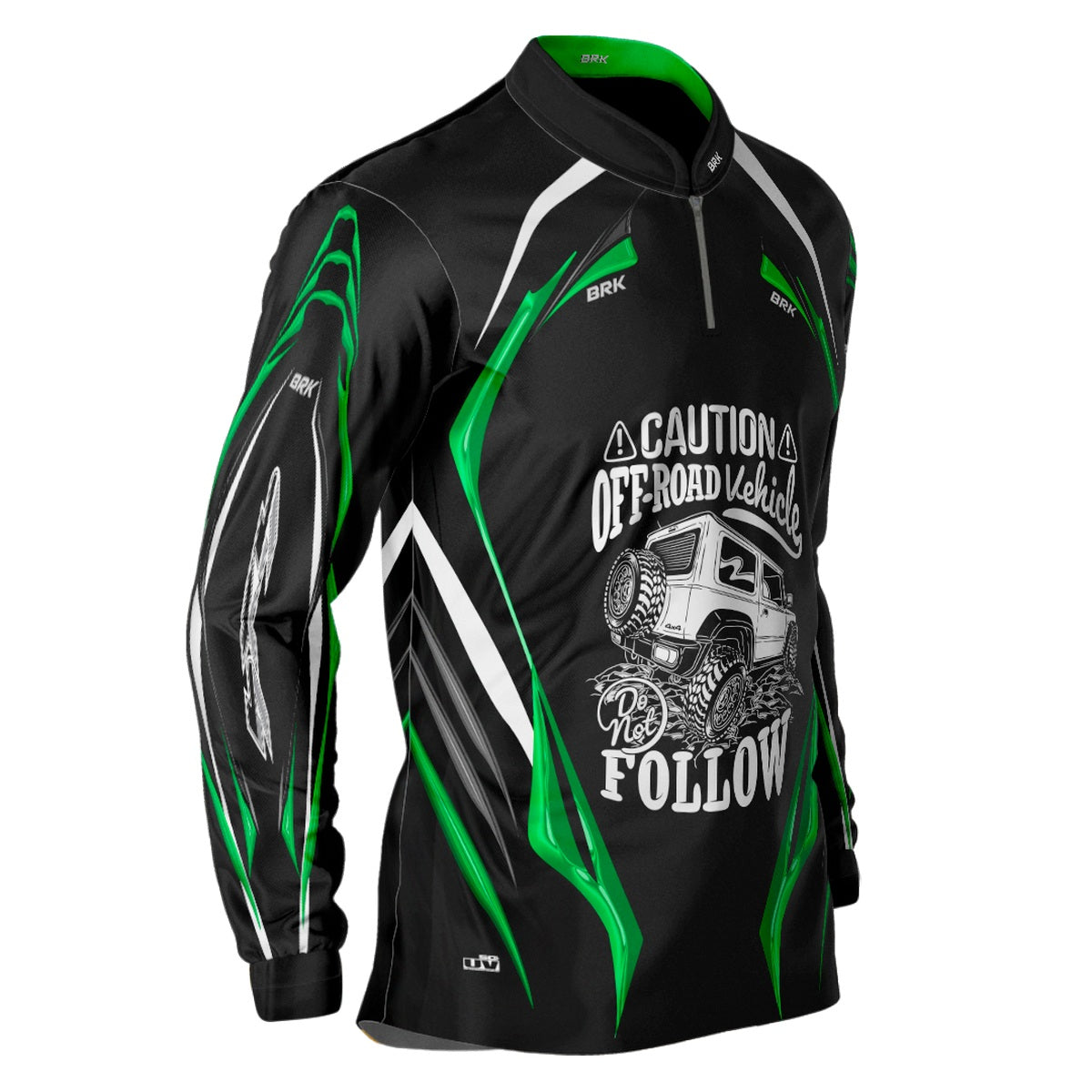 Camisa Brk Off Road Preto com Verde com Proteção Solar UV50+