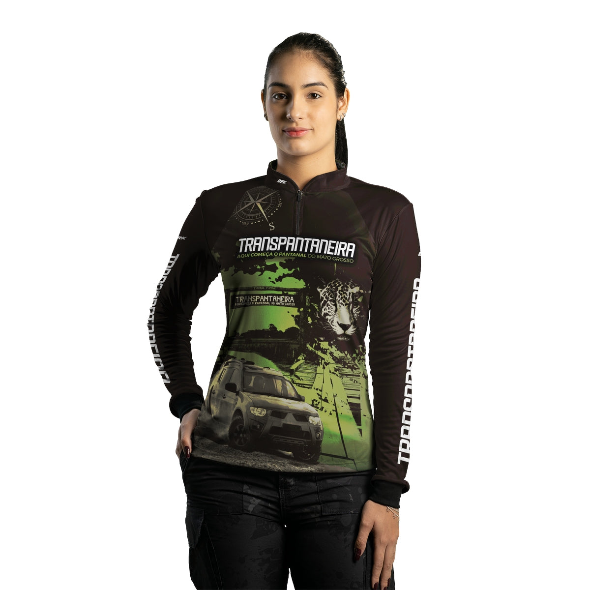 Camisa de Motociclismo Feminina Brk Transpantaneira Mitsubishi com Proteção Solar UV50+