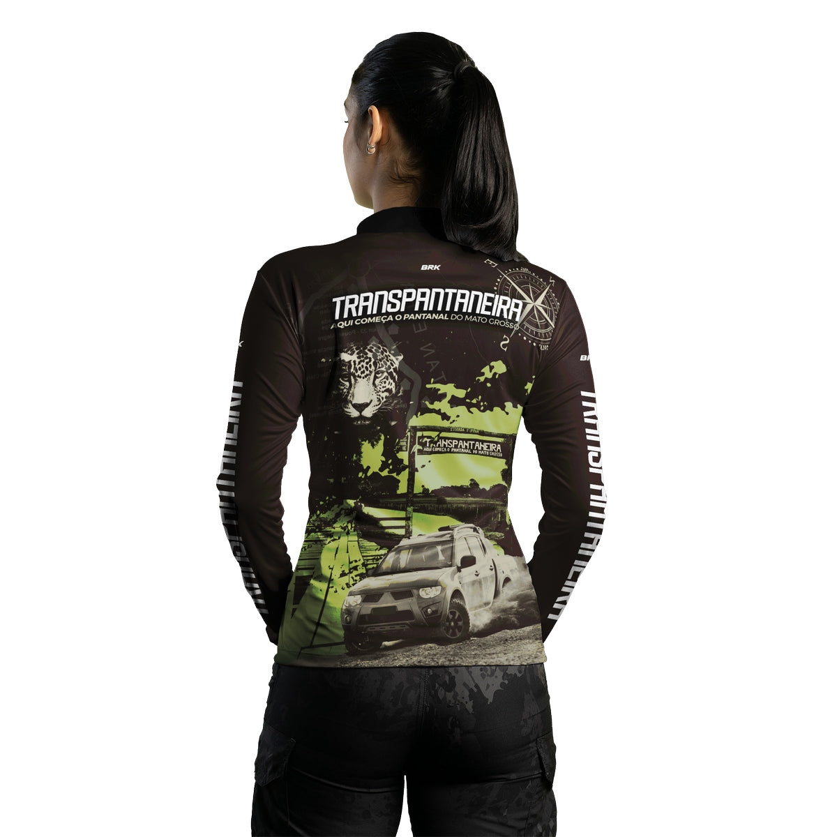 Camisa de Motociclismo Feminina Brk Transpantaneira Mitsubishi com Proteção Solar UV50+