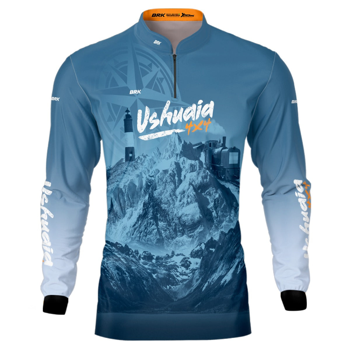 Camisa de Motociclismo Brk Expedição Ushuaia 4x4 Azul com Proteção Solar UV50+