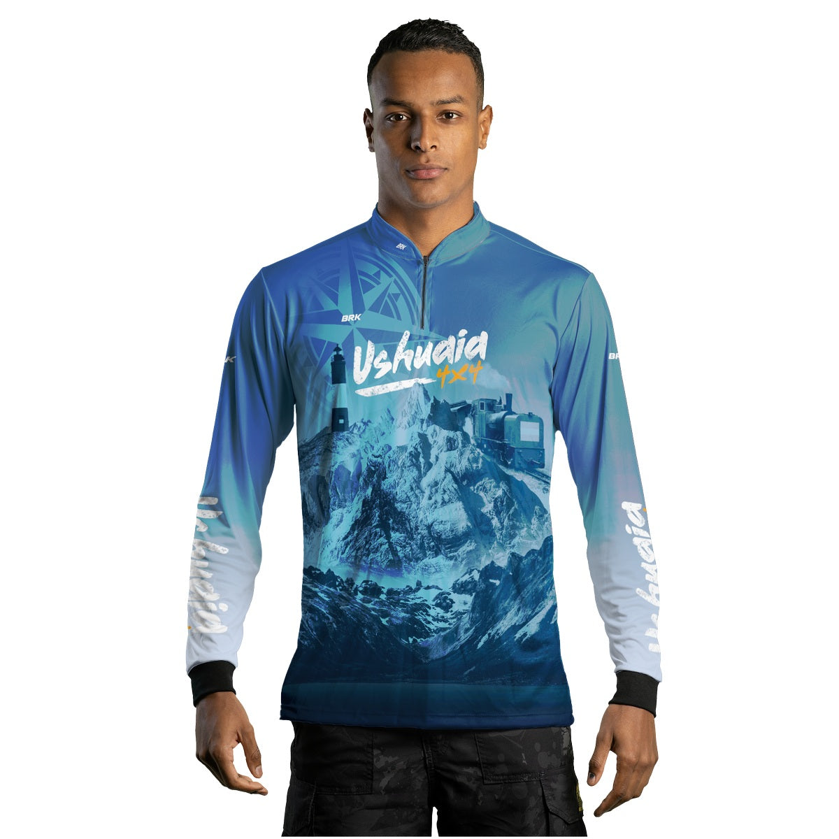 Camisa de Motociclismo Brk Expedição Ushuaia 4x4 Azul com Proteção Solar UV50+