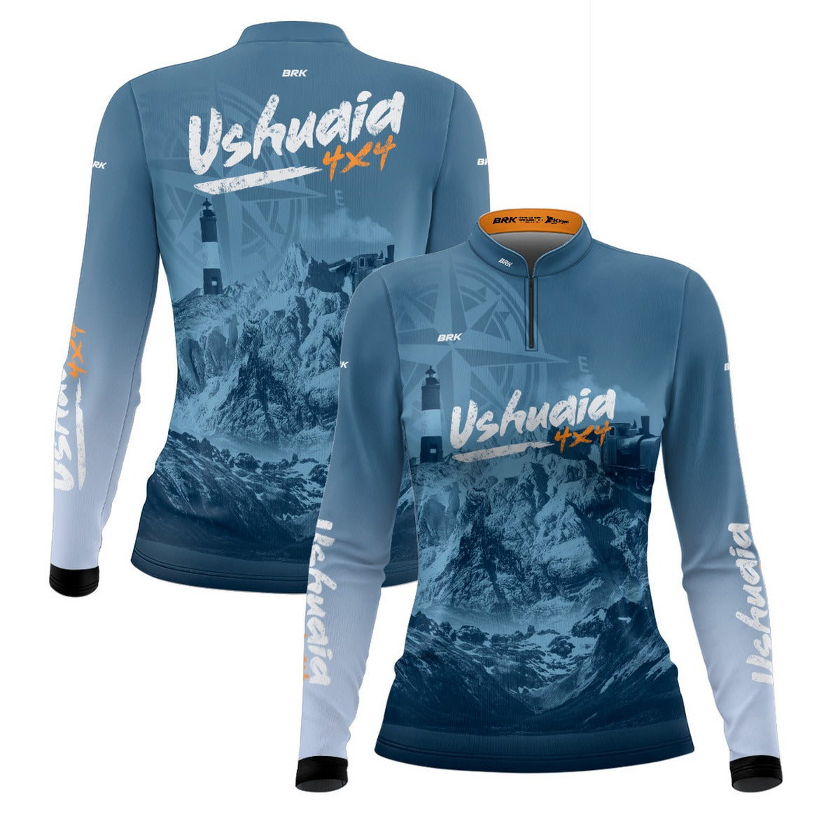 Camisa de Motociclismo Feminina Brk Expedição Ushuaia 4x4 Azul com Proteção Solar UV50+