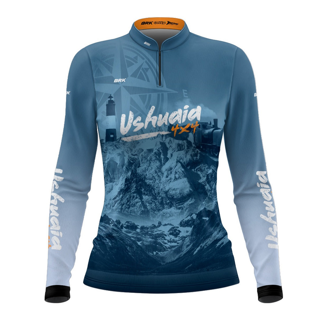 Camisa de Motociclismo Feminina Brk Expedição Ushuaia 4x4 Azul com Proteção Solar UV50+