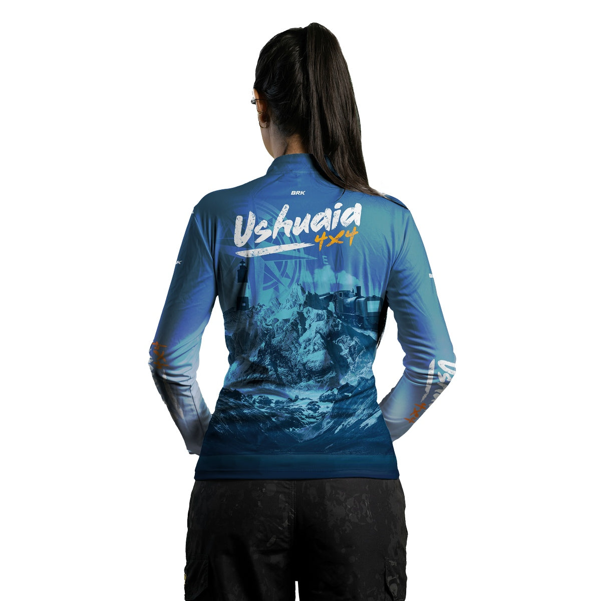 Camisa de Motociclismo Feminina Brk Expedição Ushuaia 4x4 Azul com Proteção Solar UV50+