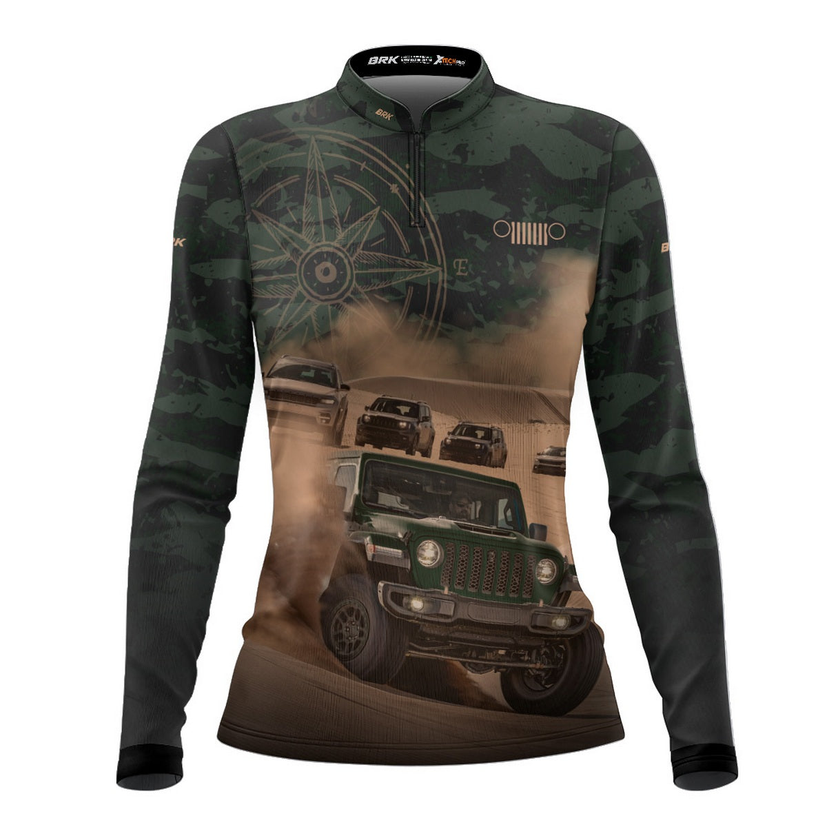 Camisa Feminina Brk Expedição 4X4 Jipe Camuflado com Proteção Solar UV50+