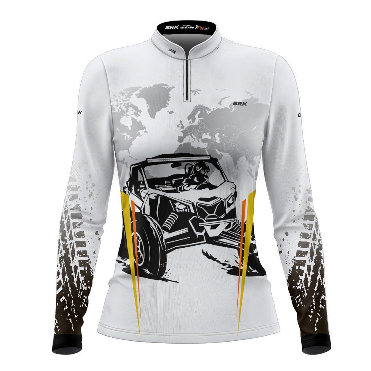 Camisa Feminina Brk Branca Carro UTV com Proteção Solar UV50+