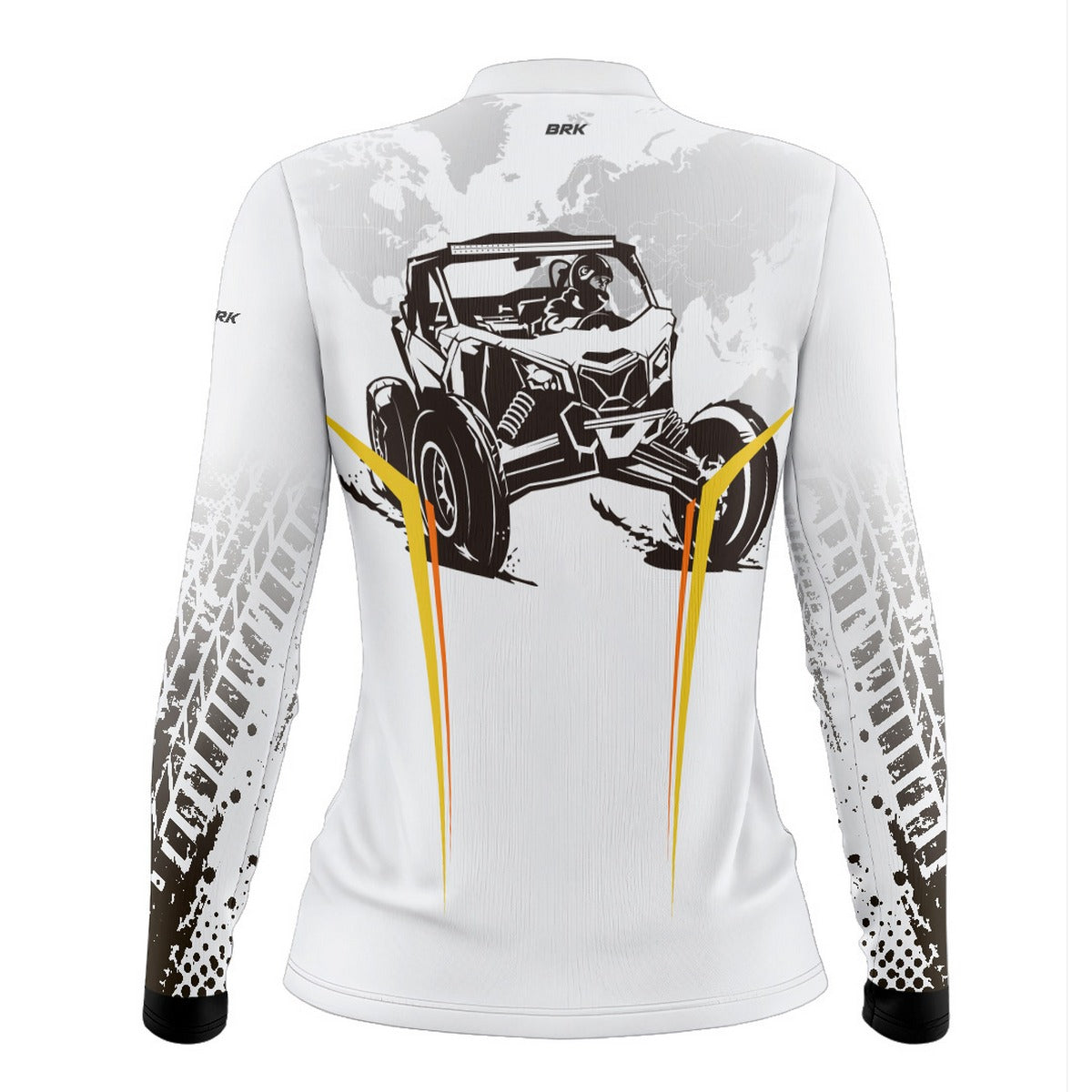 Camisa Feminina Brk Branca Carro UTV com Proteção Solar UV50+