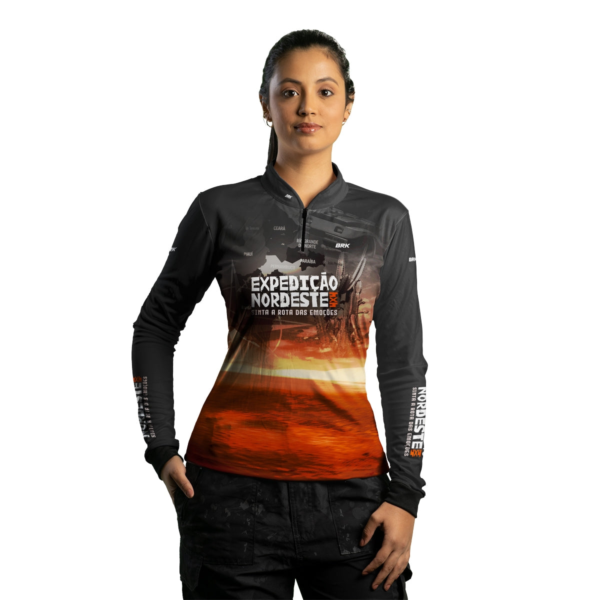 Camisa de Motociclismo Feminina Brk Expedição 4x4 Nordeste com Proteção Solar UV50+