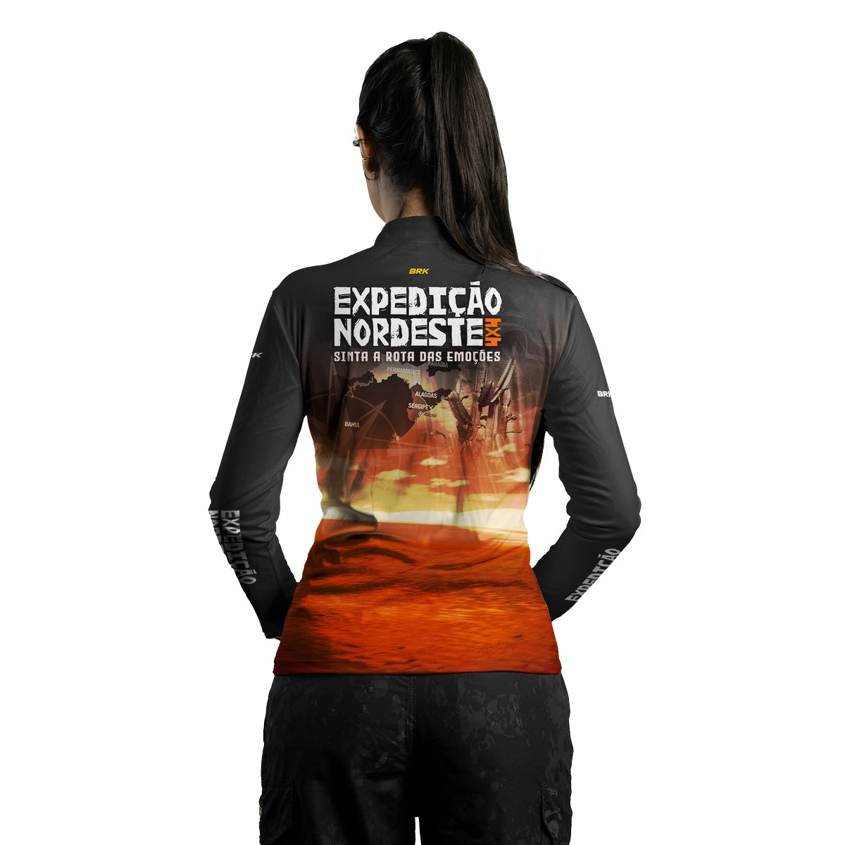 Camisa de Motociclismo Feminina Brk Expedição 4x4 Nordeste com Proteção Solar UV50+