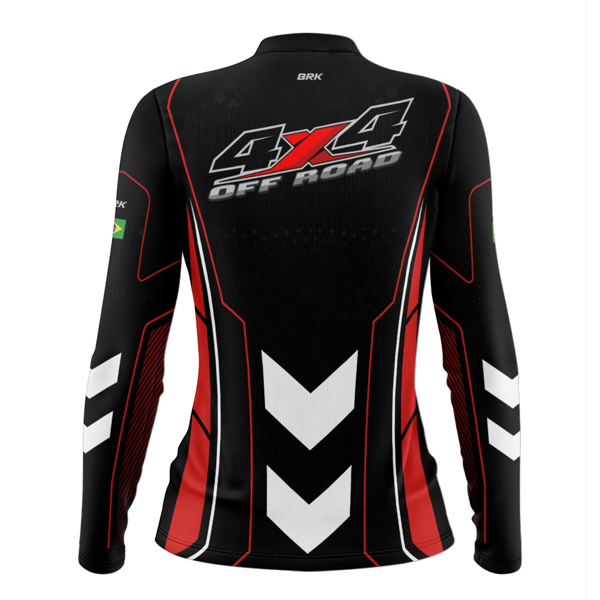 Camisa Feminina Brk Off Road Jeep Preto com Vemelho com Proteção Solar UV50+