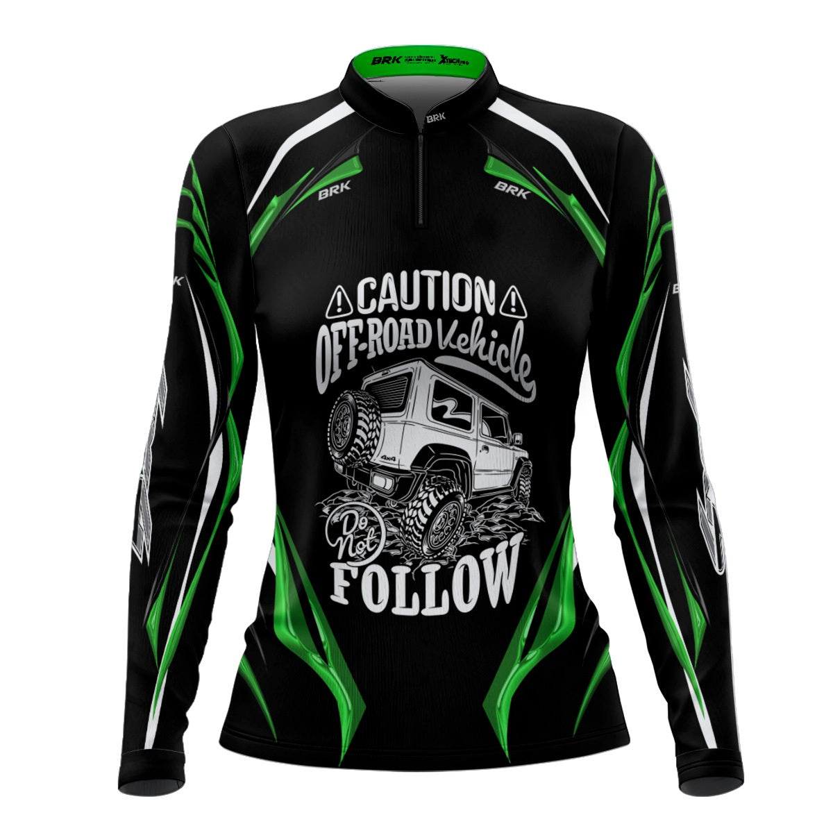 Camisa Feminina Brk Off Road Preto com Verde com Proteção Solar UV50+