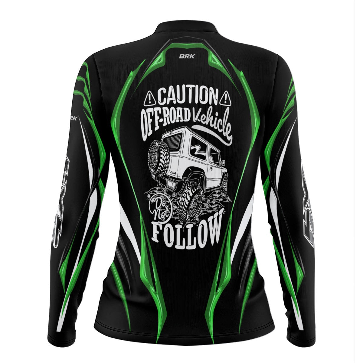Camisa Feminina Brk Off Road Preto com Verde com Proteção Solar UV50+