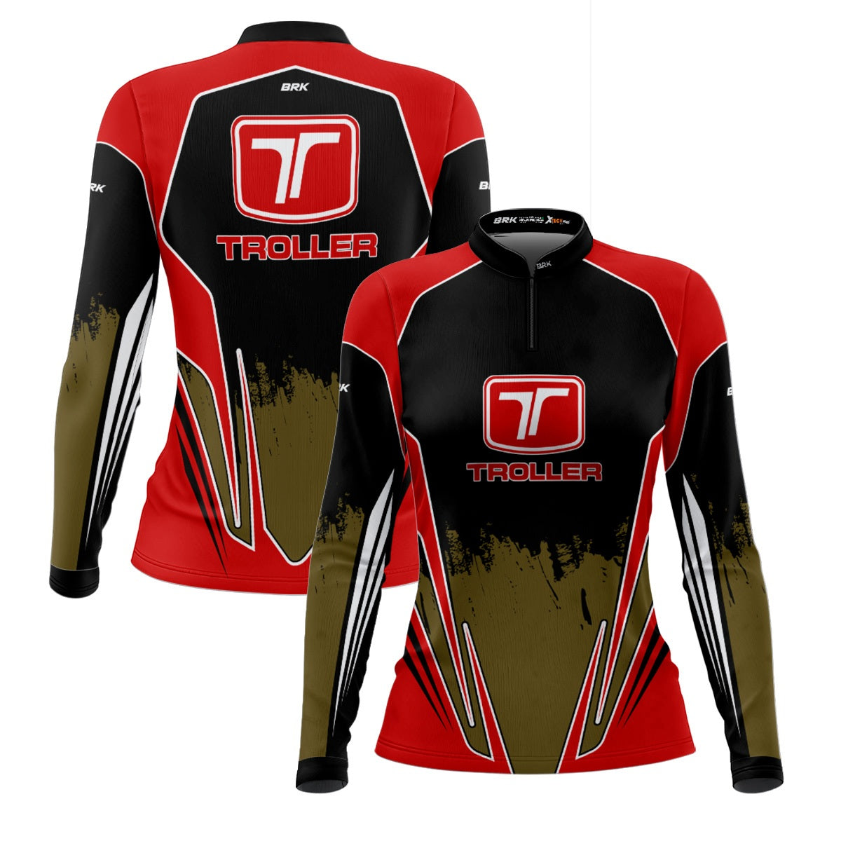 Camisa Feminina Brk Off Road Troller Preto com Vermelho com Proteção Solar UV50+