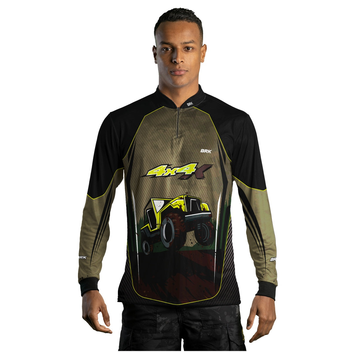 Camisa Brk Off Road 4x4 Marrom com Preto com Proteção Solar UV50+