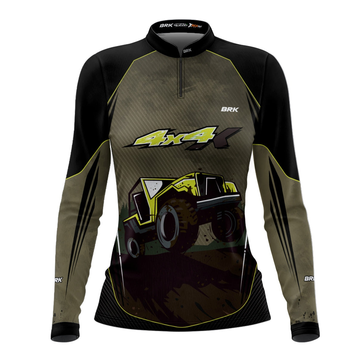 Camisa Feminina Brk Off Road 4x4 Marrom com Preto com Proteção Solar UV50+