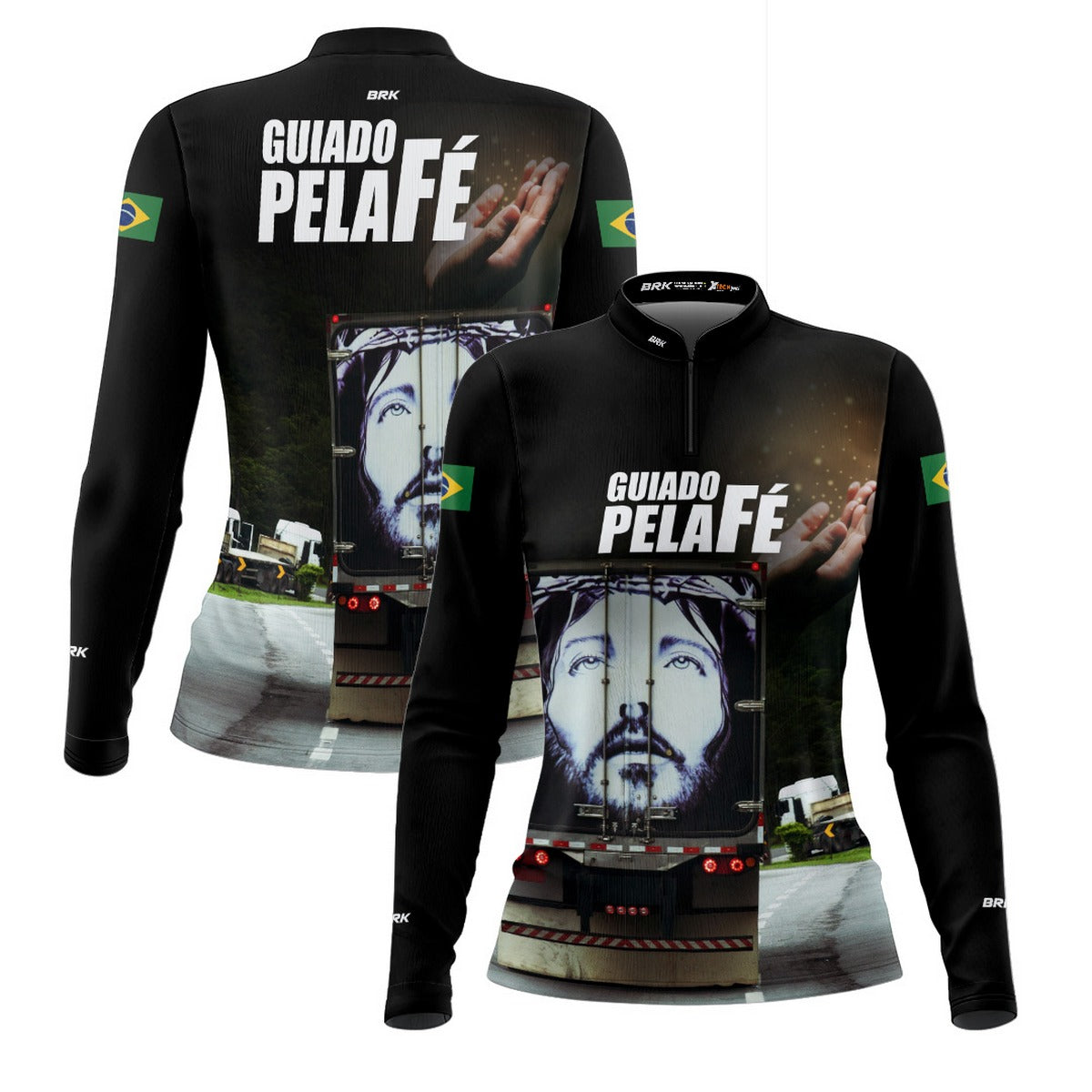 Camisa de Caminhão Feminina Brk Guiado Por Deus Fé com Proteção UV50+