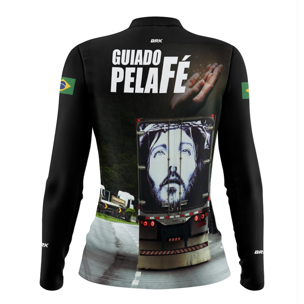 Camisa de Caminhão Feminina Brk Guiado Por Deus Fé com Proteção UV50+