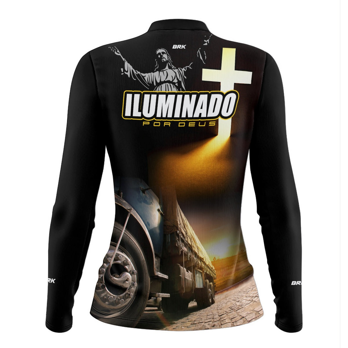 Camisa de Caminhão Feminina Brk Iluminado Por Deus Fé com Proteção UV50+
