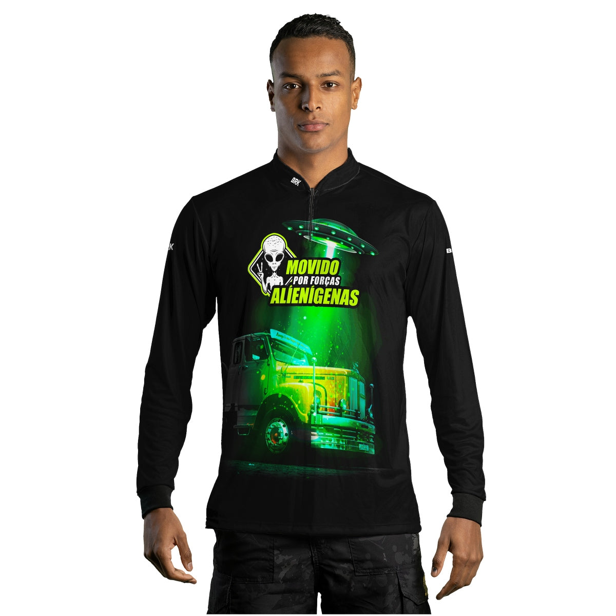 Camisa de Caminhão Brk Movido Por Forças Alienígenas com Proteção UV50+